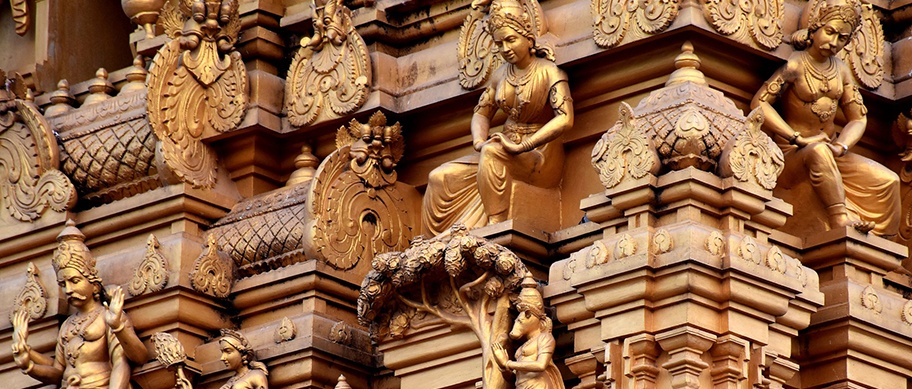 Een detail van een tempel in India
